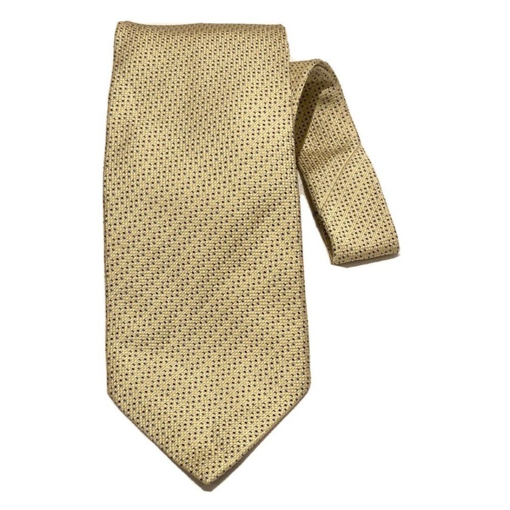 🆕BRIONI XL Gold Geometric Silk Tie HANDMADE ITALY 62”/ 3.7" NWT